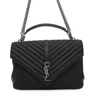 Saint Laurent Paris College Leather Handbag Chain Black Bag